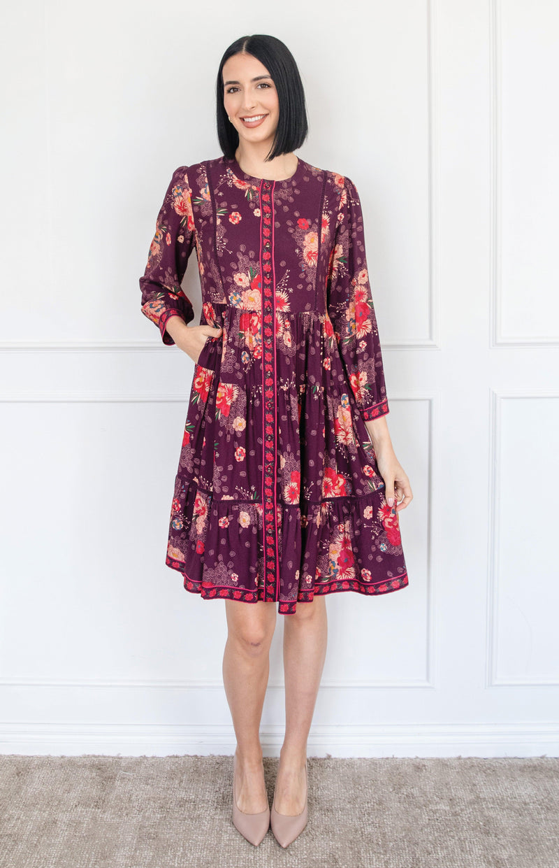 Sophia Dress in leading lady plum