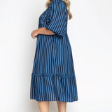 Penny Midi Dress in wonderstripe blue