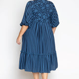 Penny Midi Dress in wonderstripe blue