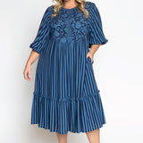Penny Midi Dress in wonderstripe blue