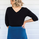 Tallulah Reversible Tee 3/4 sleeve in black