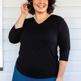 Tallulah Reversible Tee 3/4 sleeve in black