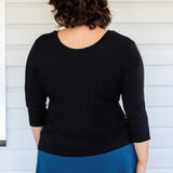 Tallulah Reversible Tee 3/4 sleeve in black