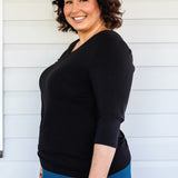 Tallulah Reversible Tee 3/4 sleeve in black