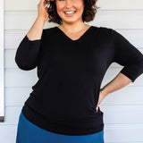 Tallulah Reversible Tee 3/4 sleeve in black