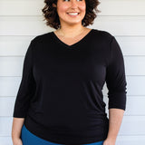 Tallulah Reversible Tee 3/4 sleeve in black