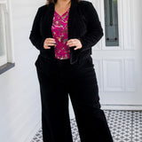 Tallulah Reversible Tee 3/4 sleeve in flights of fancy grape