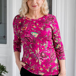 Maiocchi Tallulah Reversible Tee in Flights of Fancy grape print