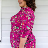 Tallulah Reversible Tee 3/4 sleeve in flights of fancy grape