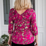 Tallulah Reversible Tee 3/4 sleeve in flights of fancy grape
