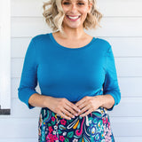 Tallulah Reversible Tee 3/4 sleeve in jasper