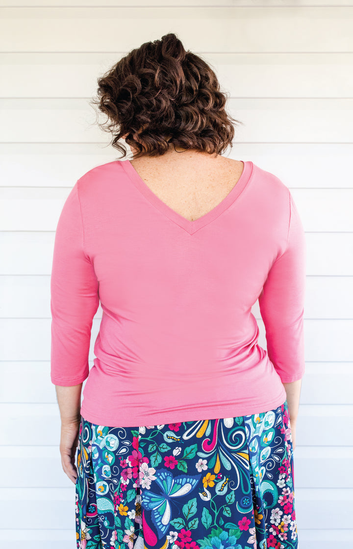 Tallulah Reversible Tee 3/4 sleeve in melon