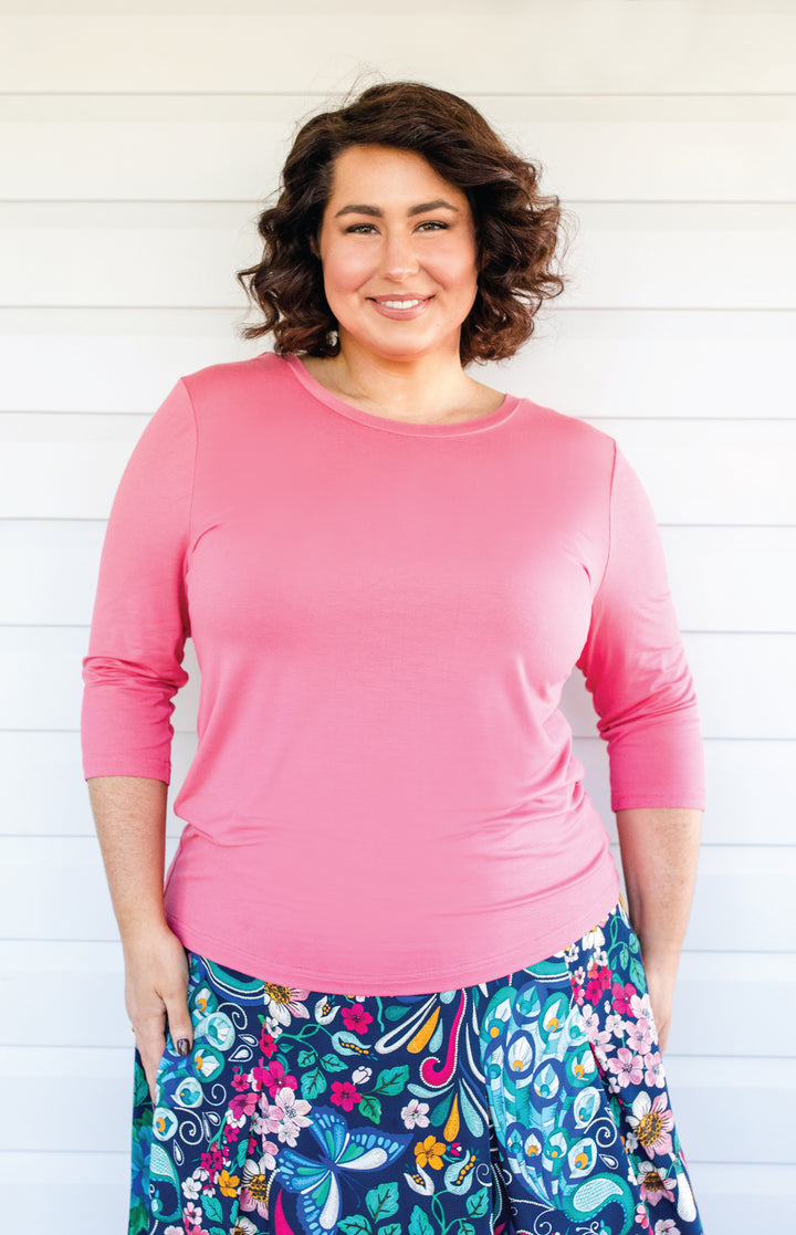 Tallulah Reversible Tee 3/4 sleeve in melon