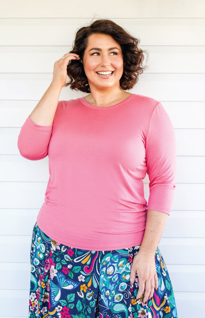 Tallulah Reversible Tee 3/4 sleeve in melon