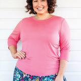 Tallulah Reversible Tee 3/4 sleeve in melon