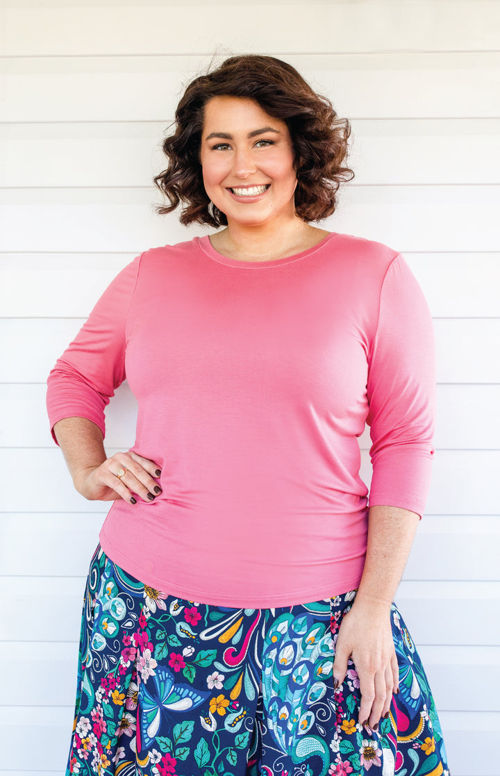 Tallulah Reversible Tee 3/4 sleeve in melon