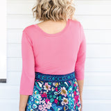 Tallulah Reversible Tee 3/4 sleeve in melon