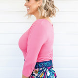 Tallulah Reversible Tee 3/4 sleeve in melon