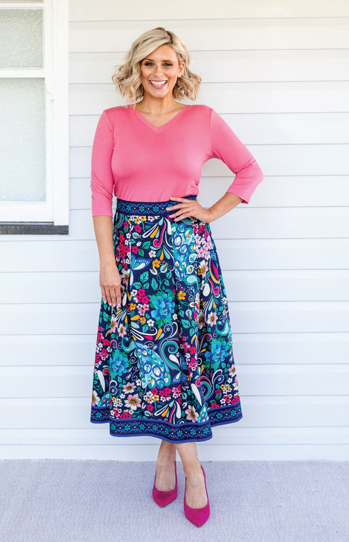 Tallulah Reversible Tee 3/4 sleeve in melon