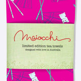 Tea Towel in lucky cat pink