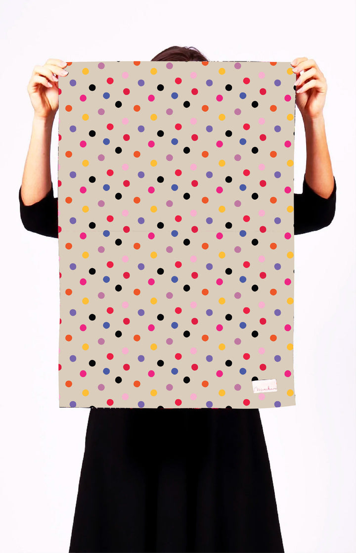 Tea Towel in rainbow dot sand