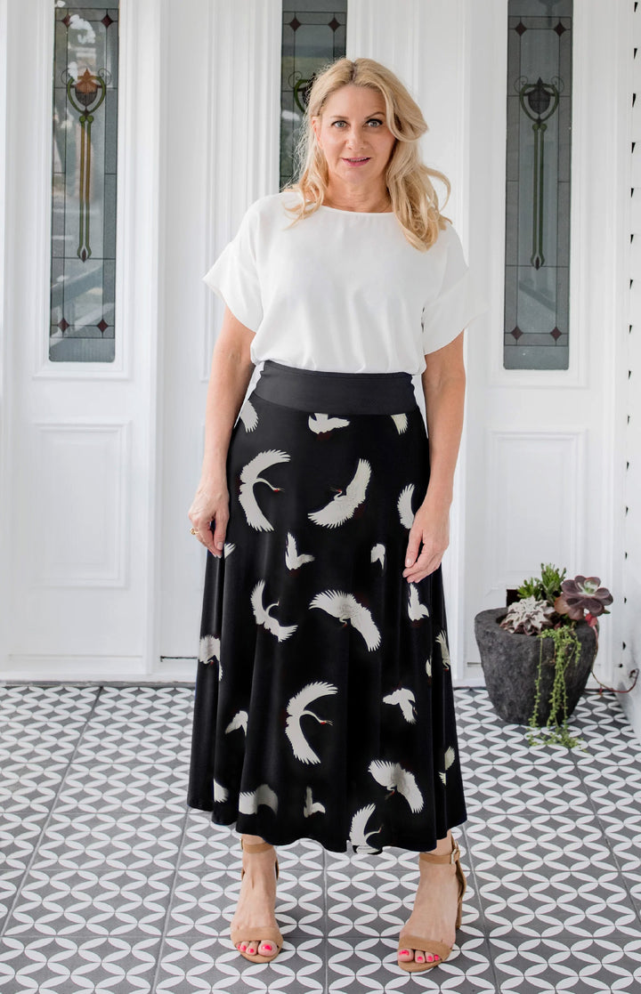 Bamboo Must Have Skirt in poetry in motion black