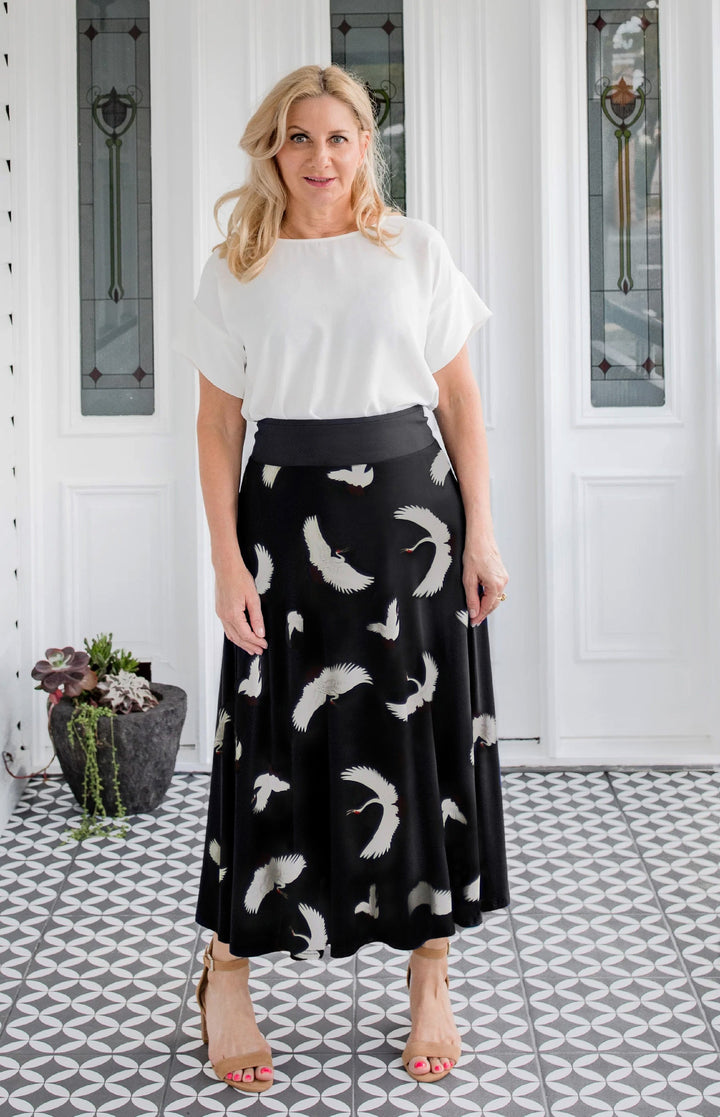 PRE-ORDER Bamboo Must Have Skirt in poetry in motion black