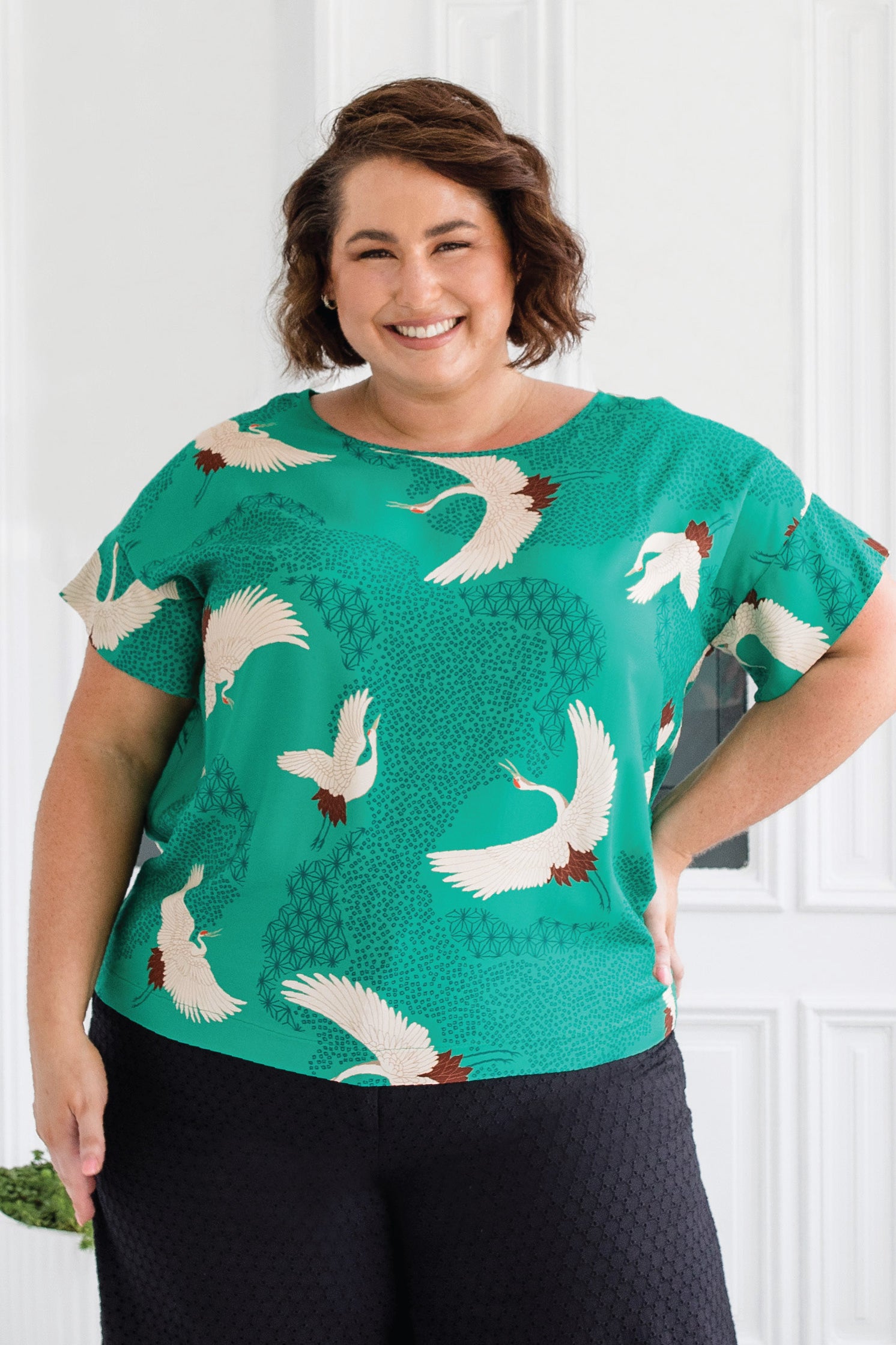 Poetry in Motion green Poppy by Maiocchi - soft rayon, relaxed fit, forever wear