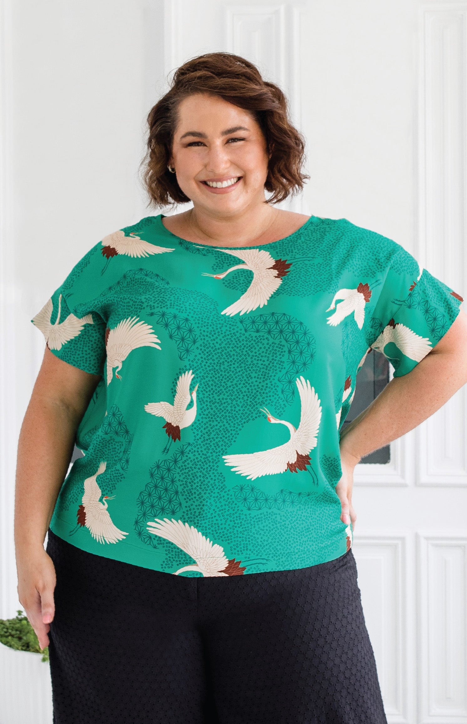Poetry in Motion green Poppy by Maiocchi - soft rayon, relaxed fit, forever wear