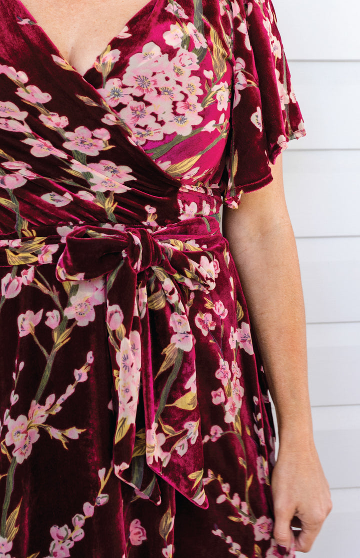Violet Dress in blossom wine velvet