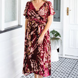 Velvet burnout floral texture, Violet Dress in blossom wine – dramatic and romantic