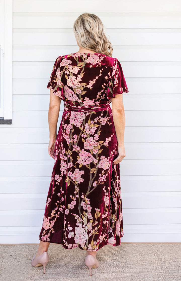 Violet Dress in blossom wine velvet