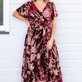 Violet Dress in blossom wine velvet