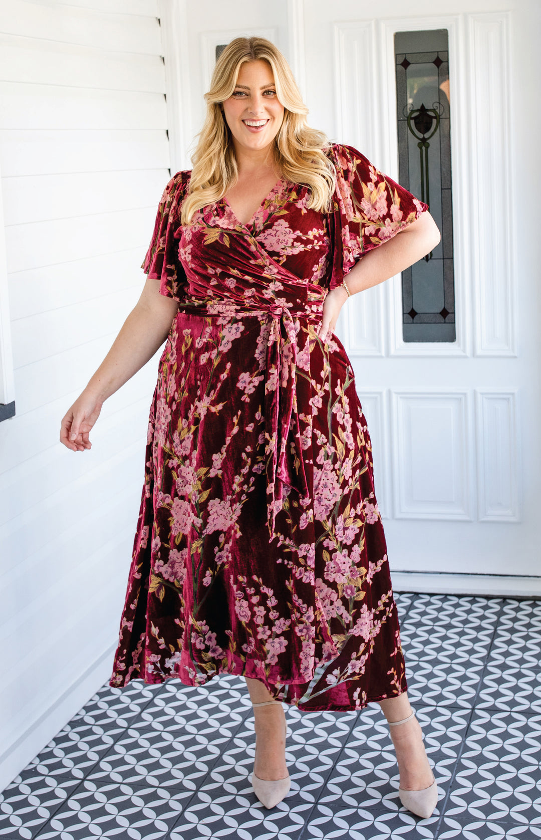 Violet Dress in blossom wine velvet