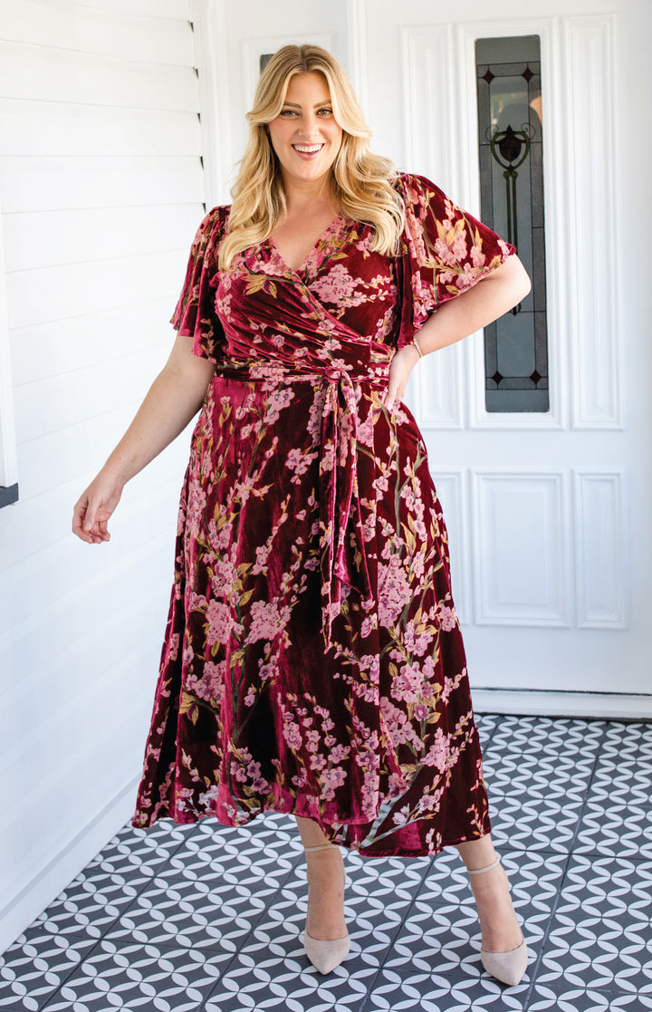 Violet Dress in blossom wine velvet