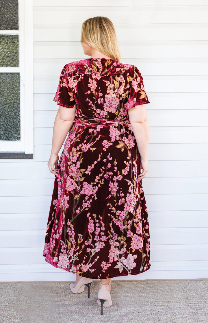 Violet Dress in blossom wine velvet