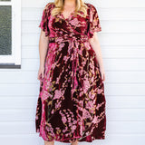 Violet Dress in blossom wine velvet