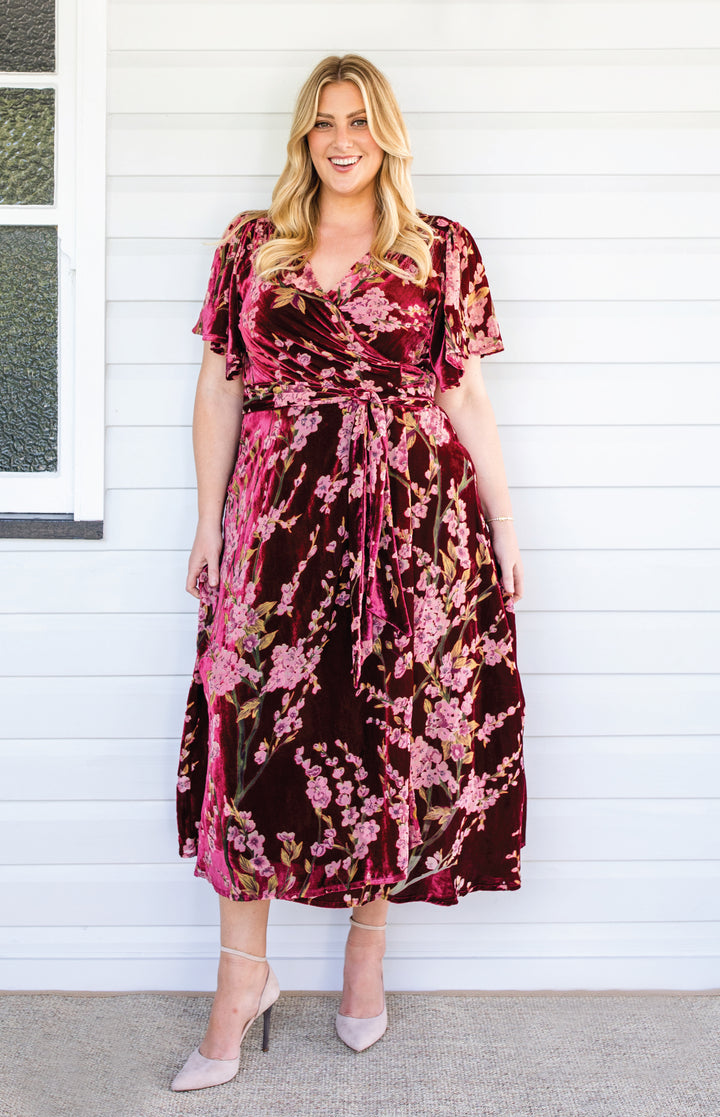 Violet Dress in blossom wine velvet