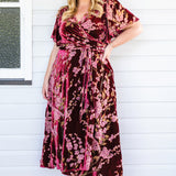 Violet Dress in blossom wine velvet