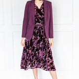 Victoria Dress in plum lady velvet