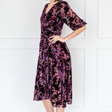 Victoria Dress in plum lady velvet
