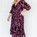 Victoria Dress in plum lady velvet