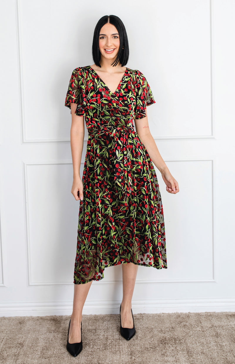Violet Dress in cherry velvet