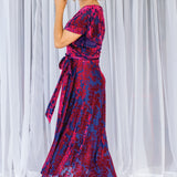 Violet Dress in cornflower velvet