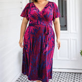 Violet Dress in cornflower velvet