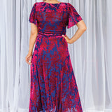 Violet Dress in cornflower velvet