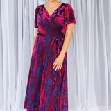 Violet Dress in cornflower velvet