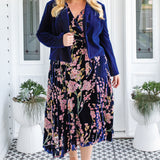 Violet Dress in blossom blue velvet