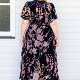 Violet Dress in blossom blue velvet