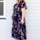 Violet Dress in blossom blue velvet